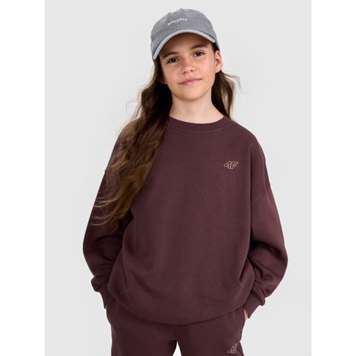 Dziecięcy komplet dresowy 4F 4FJRAW25TAPSU120 - brązowy ze sklepu Sportstylestory.com w kategorii Bluzy dziewczęce - zdjęcie 185524686