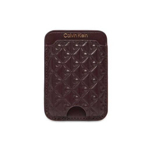 Etui na karty kredytowe Calvin Klein Aop Leather Magnetic Card Case LV04F1100G Bordowy ze sklepu eobuwie.pl w kategorii Etui - zdjęcie 185525405