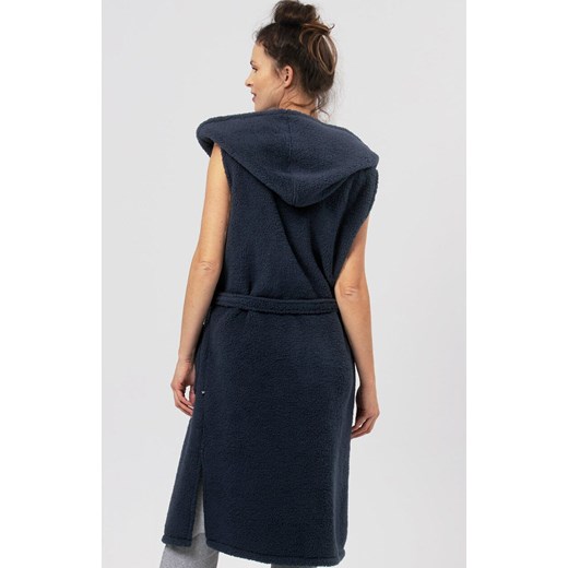 Długa kamizelka damska typu baranek LHW 151 GR, Kolor granatowy, Rozmiar S/M, Key ze sklepu Primodo w kategorii Szlafroki damskie - zdjęcie 185525915