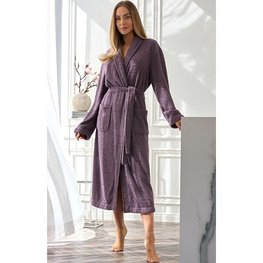 Długi szlafrok damski ametyst 2558 Celeste, Kolor fioletowy, Rozmiar XL, L&amp;L ze sklepu Primodo w kategorii Szlafroki damskie - zdjęcie 185526015