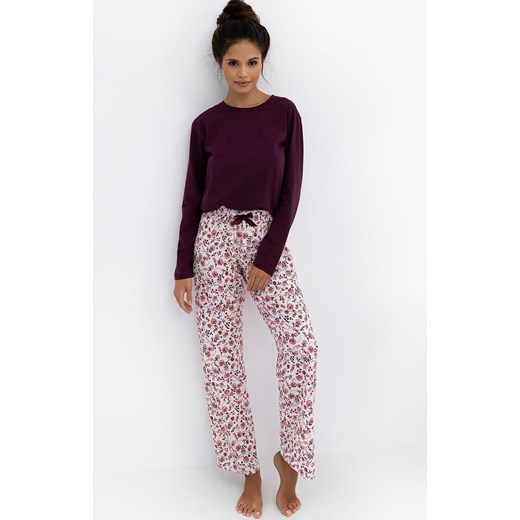 Sensis długa piżama damska Heidi, Kolor burgund, Rozmiar XL, SENSIS ze sklepu Intymna w kategorii Piżamy damskie - zdjęcie 185526298