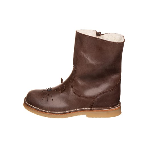 kmins Skórzane kozaki zimowe &quot;Kmins&quot; w kolorze ciemnobrązowym ze sklepu Limango Polska w kategorii Buty zimowe dziecięce - zdjęcie 185528149