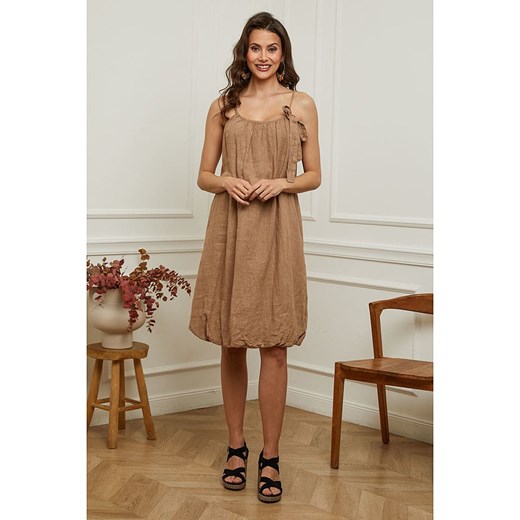 Plume Lniana sukienka &quot;Caspar&quot; w kolorze karmelowym ze sklepu Limango Polska w kategorii Sukienki - zdjęcie 185529677