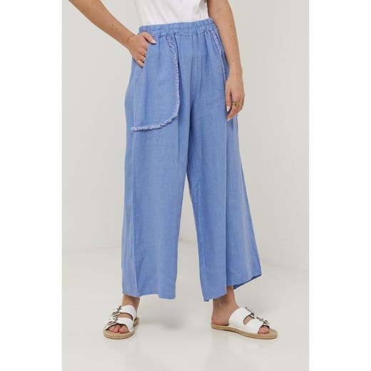 Rodier Lin Lniane spodnie w kolorze błękitnym ze sklepu Limango Polska w kategorii Spodnie damskie - zdjęcie 185530339