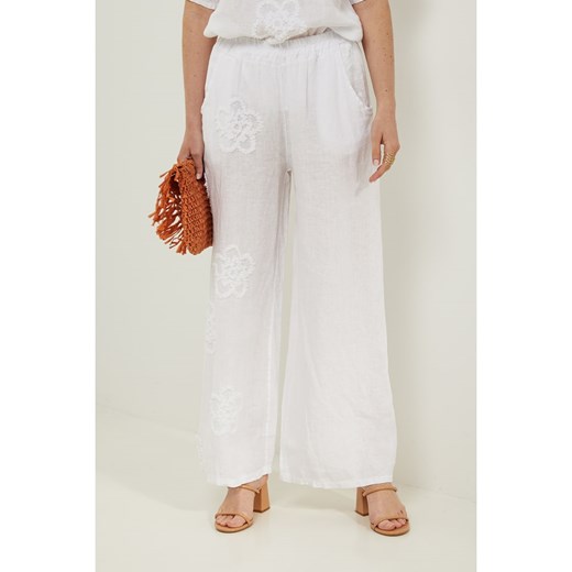 Rodier Lin Lniane spodnie w kolorze białym ze sklepu Limango Polska w kategorii Spodnie damskie - zdjęcie 185530947