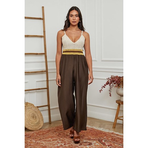 La Compagnie Du Lin Kombinezon w kolorze kremowo-brązowym La Compagnie Du Lin XL wyprzedaż Limango Polska