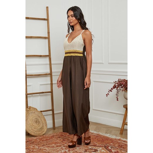 La Compagnie Du Lin Kombinezon w kolorze kremowo-brązowym La Compagnie Du Lin XL wyprzedaż Limango Polska