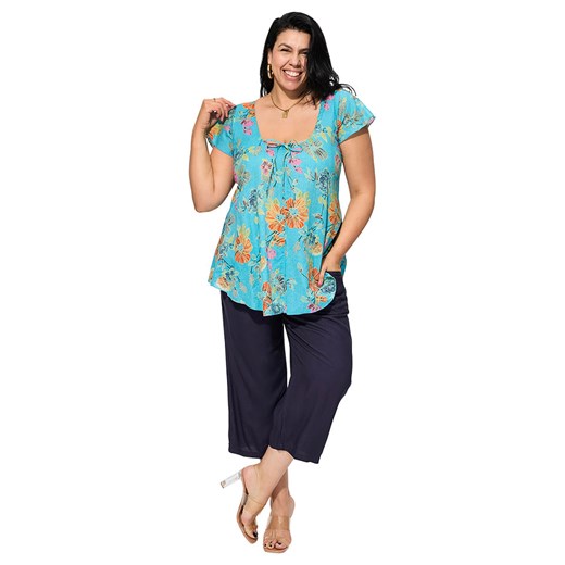 Aller Simplement Bluzka w kolorze turkusowym ze wzorem ze sklepu Limango Polska w kategorii Bluzki damskie - zdjęcie 185531147