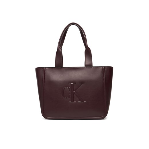 Torebka Calvin Klein Bold Ck Medium Tote LV04F3218G Bordowy ze sklepu eobuwie.pl w kategorii Torby Shopper bag - zdjęcie 185532389