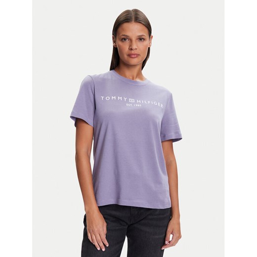 Tommy Hilfiger T-Shirt WW0WW40276 Fioletowy Regular Fit ze sklepu MODIVO w kategorii Bluzki damskie - zdjęcie 185533238