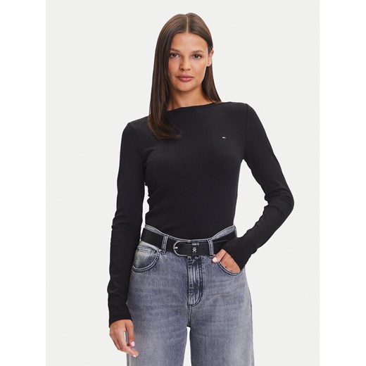 Tommy Hilfiger Bluzka WW0WW47309 Czarny Slim Fit ze sklepu MODIVO w kategorii Bluzki damskie - zdjęcie 185533346