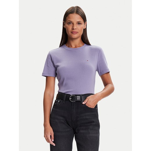 Tommy Hilfiger T-Shirt New Cody WW0WW40587 Fioletowy Slim Fit ze sklepu MODIVO w kategorii Bluzki damskie - zdjęcie 185533359