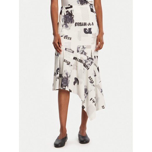 Desigual Spódnica midi Breaking News 25WWFK07 Biały Regular Fit ze sklepu MODIVO w kategorii Spódnice - zdjęcie 185533376