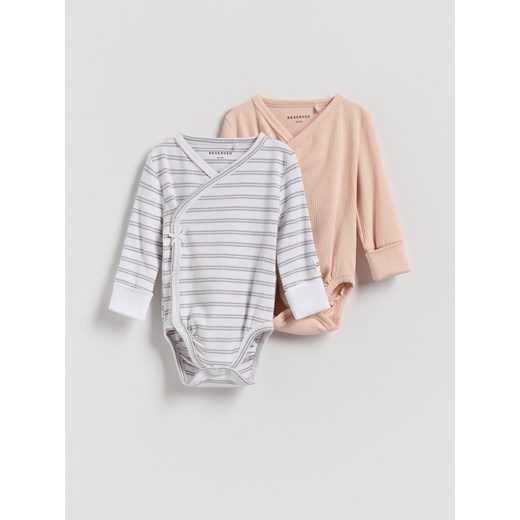 Reserved - Prążkowane body 2 pack - brudny róż ze sklepu Reserved w kategorii Odzież dla niemowląt - zdjęcie 185535346