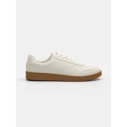 Sinsay - Sneakersy sznurowane z imitacją skóry - kremowy Sinsay 39 Sinsay