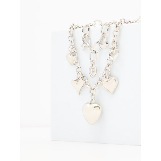 Sinsay - Zestaw biżuterii: naszyjnik i bransoletka - srebrny Sinsay One Size Sinsay