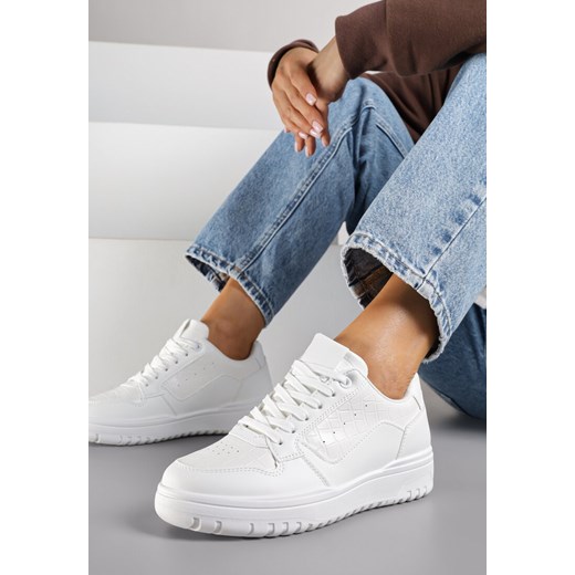 Białe Sneakersy Ozdobione Perforacją i Geometrycznym Motywem Idariele ze sklepu renee.pl w kategorii Buty sportowe damskie - zdjęcie 185536227