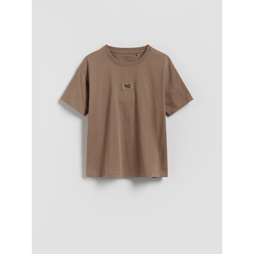 Reserved - Bawełniany t-shirt oversize - beżowy ze sklepu Reserved w kategorii T-shirty chłopięce - zdjęcie 185537236