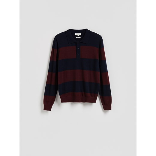 Reserved - Sweter polo z wełny merino - granatowy ze sklepu Reserved w kategorii Swetry męskie - zdjęcie 185541597
