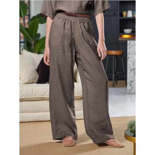 Sinsay - Spodnie wide leg z modalem - brązowy ze sklepu Sinsay w kategorii Spodnie damskie - zdjęcie 185542626