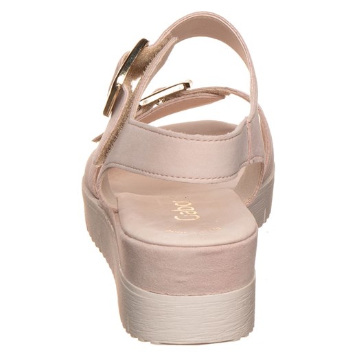 Gabor Skórzane sandały w kolorze jasnoróżowym na koturnie Gabor 40 wyprzedaż Limango Polska