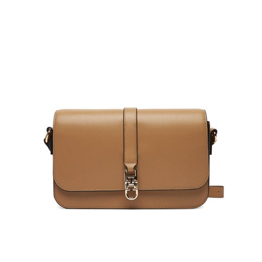 Torebka Tommy Hilfiger Th Libre Flap Crossover AW0AW17723 Brązowy ze sklepu eobuwie.pl w kategorii Listonoszki - zdjęcie 185544197