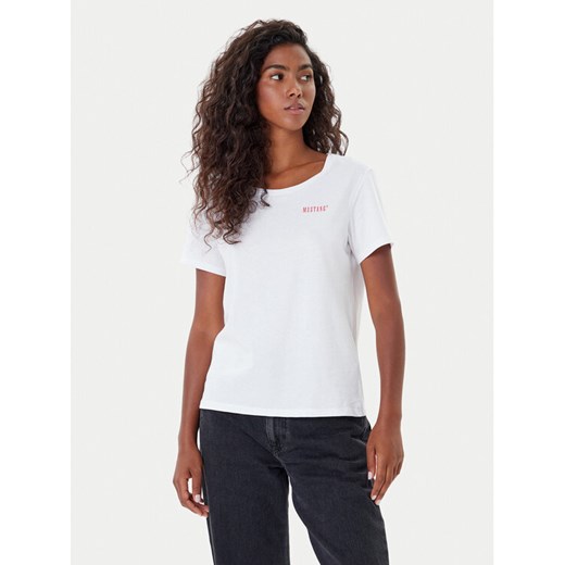 Mustang T-Shirt Alma 1016748 Biały Regular Fit ze sklepu MODIVO w kategorii Bluzki damskie - zdjęcie 185545409