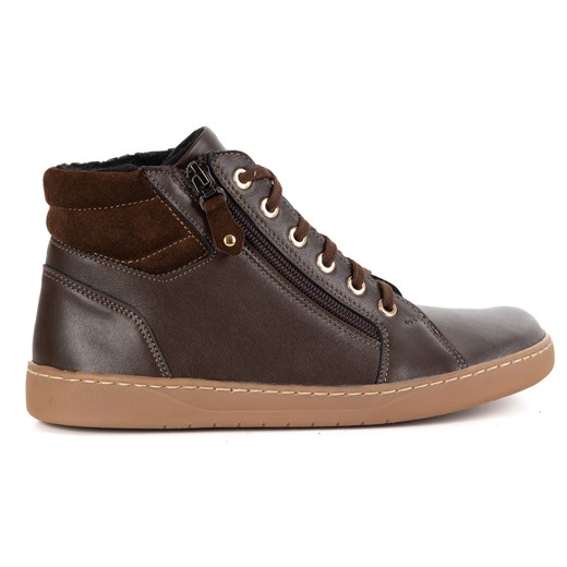 Damskie minimalistyczne buty skórzane zimowe barefoot 1293 brązowe ze sklepu butyolivier w kategorii Półbuty damskie - zdjęcie 185546709