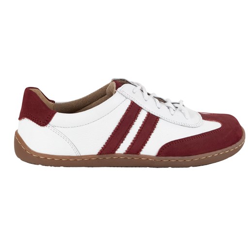 Buty BAREFOOT damskie skórzane minimalistyczne 1287 białe z bordowym nubukiem sneakersy ze sklepu butyolivier w kategorii Półbuty damskie - zdjęcie 185546739