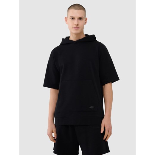 Męska bluza dresowa z krótkim rękawem 4F 4FRSS25TSWSM2145 - czarna ze sklepu Sportstylestory.com w kategorii Bluzy męskie - zdjęcie 185546855