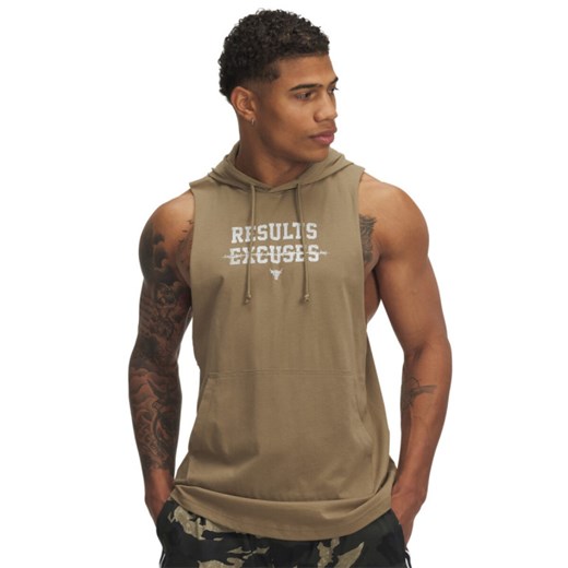 Męski top treningowy z kapturem Under Armour Project Rock Wire SL HD - brązowy ze sklepu Sportstylestory.com w kategorii Bluzy męskie - zdjęcie 185546887