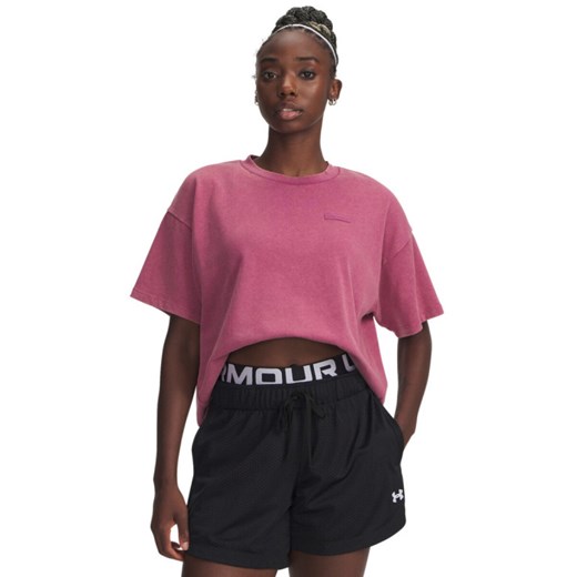 Damski t-shirt oversize Under Armour UA HWT Boxy Wash SS - różowy ze sklepu Sportstylestory.com w kategorii Bluzki damskie - zdjęcie 185546939