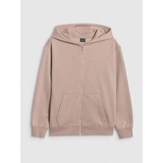 Dziewczęca bluza dresowa rozpinana z kapturem 4F 4FJRAW25TSWSF2466 - beżowa ze sklepu Sportstylestory.com w kategorii Bluzy dziewczęce - zdjęcie 185547199