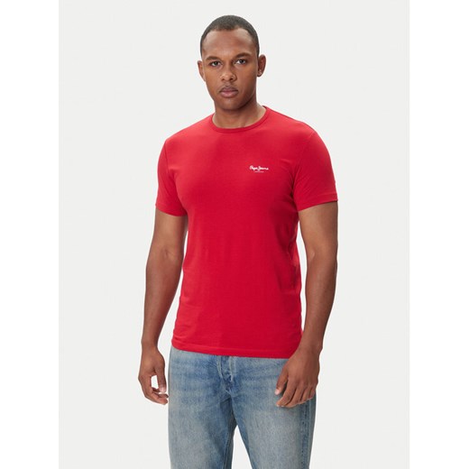 Pepe Jeans T-Shirt Original Basic 3N PM5010133 Czerwony Regular Fit ze sklepu MODIVO w kategorii T-shirty męskie - zdjęcie 185548155