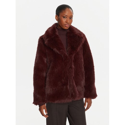 ICONA Futro Cappotti RI5LE012 Bordowy Regular Fit ze sklepu MODIVO w kategorii Futra damskie - zdjęcie 185548229