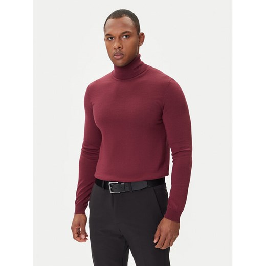 HUGO Golf San Thomas-M 50474174 Bordowy Regular Fit ze sklepu MODIVO w kategorii Swetry męskie - zdjęcie 185550655