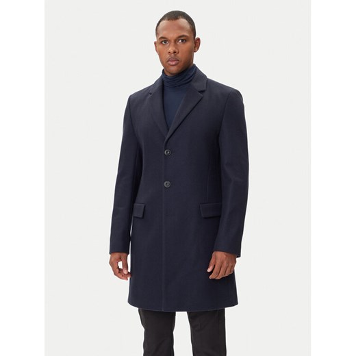 HUGO Płaszcz wełniany Migor2541 50546528 Granatowy Slim Fit ze sklepu MODIVO w kategorii Płaszcze męskie - zdjęcie 185550656