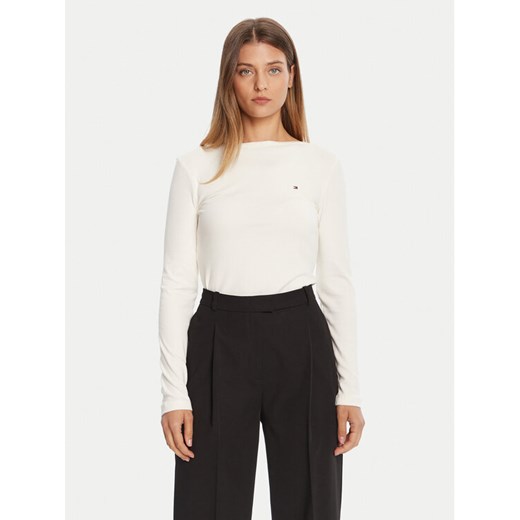 Tommy Hilfiger Bluzka WW0WW47309 Écru Slim Fit ze sklepu MODIVO w kategorii Bluzki damskie - zdjęcie 185550679
