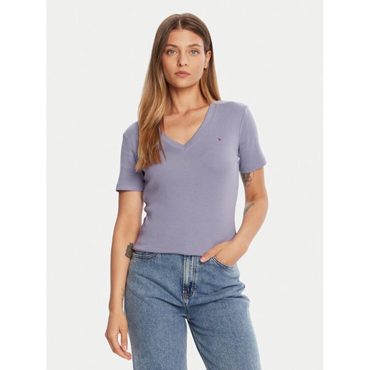 Tommy Hilfiger T-Shirt New Cody WW0WW40584 Fioletowy Slim Fit ze sklepu MODIVO w kategorii Bluzki damskie - zdjęcie 185550737