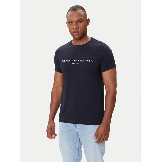 Tommy Hilfiger T-Shirt Core Logo Tee MW0MW11465 Granatowy Slim Fit ze sklepu MODIVO w kategorii T-shirty męskie - zdjęcie 185550747