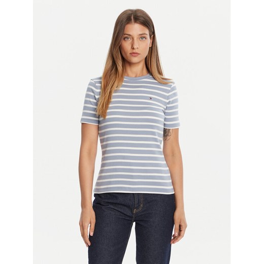 Tommy Hilfiger T-Shirt New Cody WW0WW40587 Błękitny Slim Fit ze sklepu MODIVO w kategorii Bluzki damskie - zdjęcie 185550777