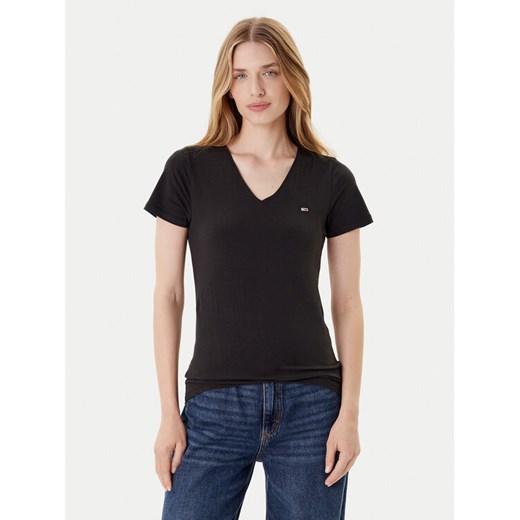 Tommy Jeans T-Shirt Tjw Skinny Stretch DW0DW09197 Czarny Slim Fit ze sklepu MODIVO w kategorii Bluzki damskie - zdjęcie 185550815