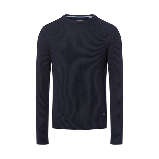 Jack & Jones Sweter - JJPannel Mężczyźni Sztuczne włókno granatowy jednolity ze sklepu vangraaf w kategorii Swetry męskie - zdjęcie 185551805