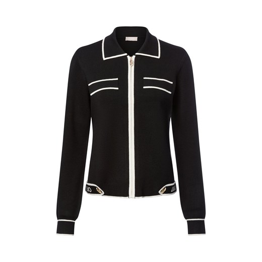 Liu Jo Collection Kardigan damski z zawartością jedwabiu - Maglia zippata Kobiety czarny jednolity ze sklepu vangraaf w kategorii Swetry damskie - zdjęcie 185551815