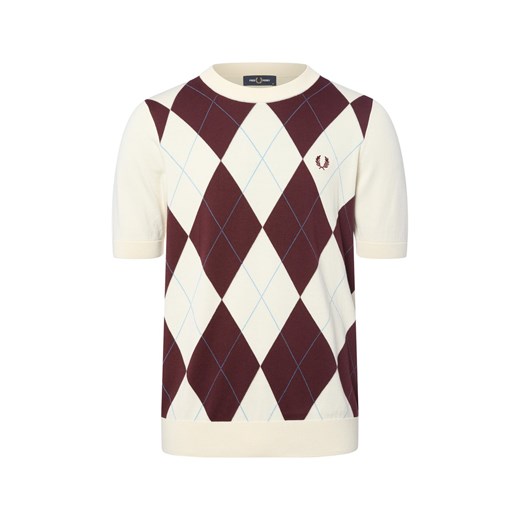 Fred Perry Męska koszula z dzianiny Mężczyźni drobna dzianina écru w kratkę ze sklepu vangraaf w kategorii T-shirty męskie - zdjęcie 185551839