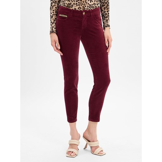 Marc Cain Aksamitne spodnie Kobiety bordowy jednolity ze sklepu vangraaf w kategorii Spodnie damskie - zdjęcie 185551879