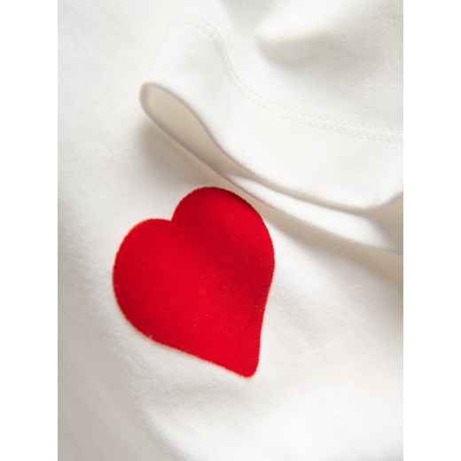 Reserved - T-shirt z poduszkami na ramionach - złamana biel Reserved M Reserved