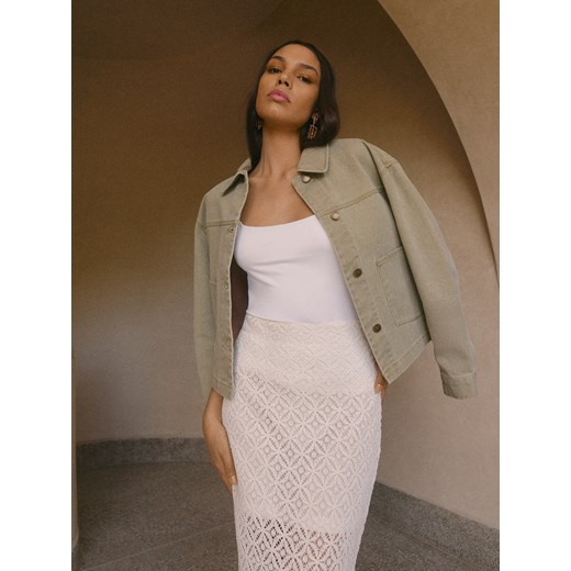 Mohito - Dopasowany biały top - biały Mohito L wyprzedaż Mohito