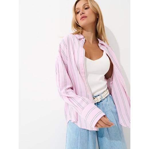 Mohito - Pastelowa koszula z bawełny bambusowej - różowy ze sklepu Mohito w kategorii Koszule damskie - zdjęcie 185554508