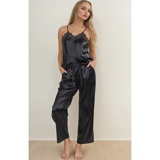 Satynowa piżama damska czarna Tila, Kolor czarny, Rozmiar S, DKaren ze sklepu Primodo w kategorii Piżamy damskie - zdjęcie 185554998